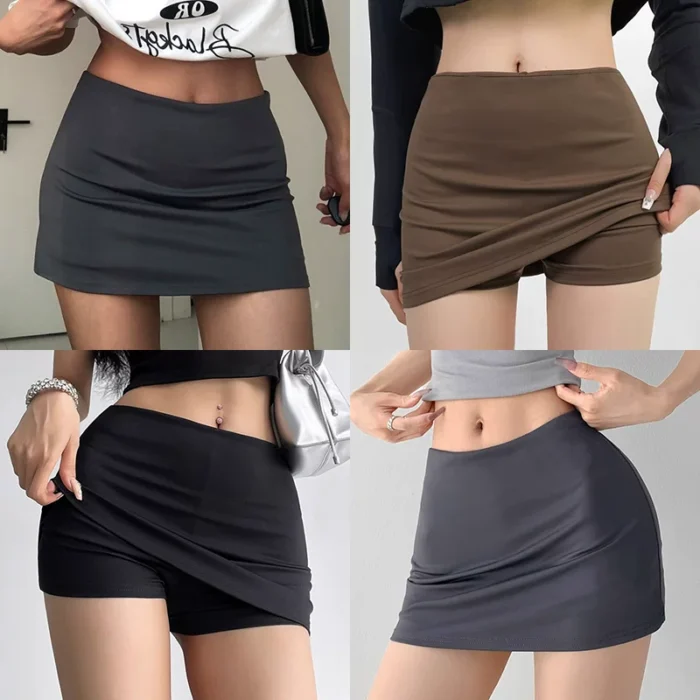 American hot girl sports short skirt women's summer 2026 new black skirt plus size fat mm yoga hip wrap pants skirt