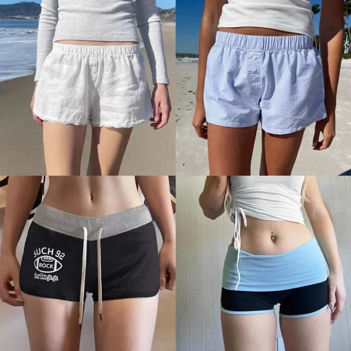 H family European and American women's clothing American retro shorts collection seaside beach pants casual fitness yoga hot pants